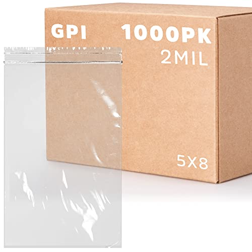 5 x 8 inches, 2Mil Clear Reclosable Zip Bags, case of 1,000 GPI Brand - size: 5" x 8"