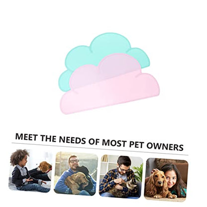 KESYOO 2pcs Heat Resistant Cloud Shaped Silicone Pet Food Mats Non Slip Wear Resistant Dog Cat Feeding Cushions Floor Protectors