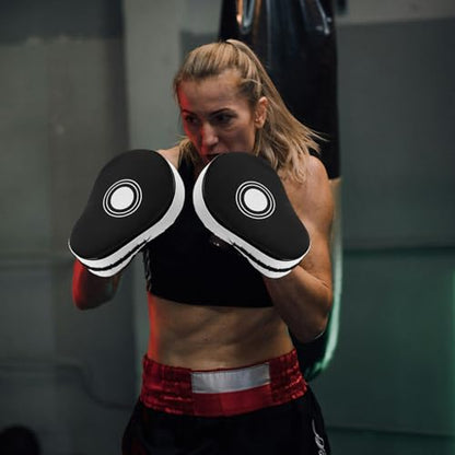 KALLORY Curved Boxing Pads Focus Mitts Thickened Punching Mitts with Five-Finger Handle for Boxing Kickboxing Martial Arts Training Black