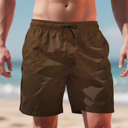 Ctreela Men's Funny Dog 3D Graphic Yellow Loose Fit Summer Beach Shorts - color: Brown, size: Large