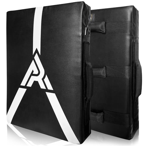 Martial Arts Kicking Shields - Kick Pad for Muay Thai, Taekwondo, Football, Basketball, Hockey Training - Denser Foam, Long Lasting PU Leather Kick Shield - style: 16x24in Black Pro