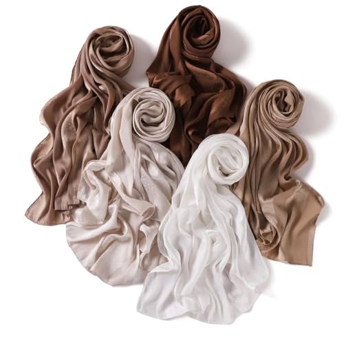Dbdkejj Women Satin Hijab Bohemian Style Soft Wrap Elegant Foulard Turban Fashion Shawl For Daily Use - color: Color 7
