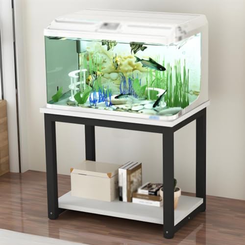 Fish Tank Stand,Metal Fish Stand Cabinet, Double-Layer Detachable Rack, Easy to Assemble Iron Shelf for Home Storage, Sturdy Metal Bracket for Organizing Fish Gear and Accessories. - color: White, size: 50x35x70cm