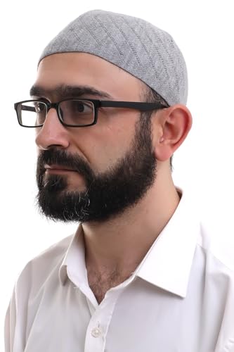 ihvan online Kufi Hats for Men, Taqiya, Takke, Turkish Muslim Winter Woven Caps, Peci, Islamic Prayer Skullcap, Islamic Gifts - color: Grey Open