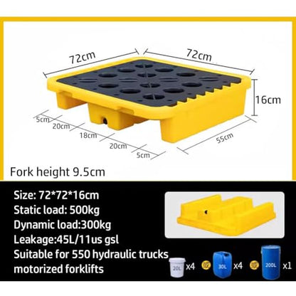 Modular Leak Platform/Grid Pads.Modular Spill Containment Tray - Durable Oil Drum Holding Platform, Leak-Proof Pallets for Safe Chemical Storage and Environmental Protection，（Yellow，72 * 72 * 16 - size: 72*72*16cm