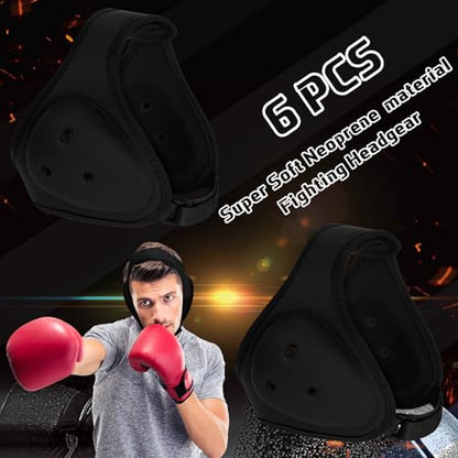 Jerify 6 Pcs Wrestling Headgear for Kids Youth Soft Grappling Headgear Wrestling Adjustable Wrestling Ear Guard Protective, Black