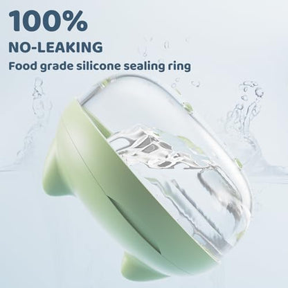 Retainer Case Denture Bath Case Basket Mirror Leak-proof Green Cat | 2-in-1 design Strainer Basket No-Leak Cleaning Case for Mouth Guard Cute Removal Tool,Aligner chewies,Bursh - color: Green Cat