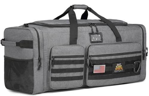 130L Extra Large Duffle Bag for Men, Heavy Duty Large Duffle Bag for Travel with Shoe Compartment, XL Sports Gym Equipment Bag for Hockey Football Baseball Basketball & More - color: Grey