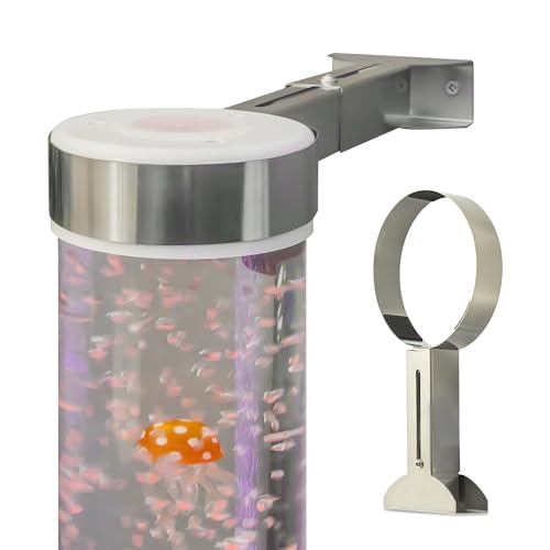 Stainless Steel Bracket for 15cm Sensory Bubble Tube & Aquarium Lamps - Adjustable Dual-Rail Holder with Spill-Proof Base, Child-Safe for Sensory Rooms, Schools, Daycare