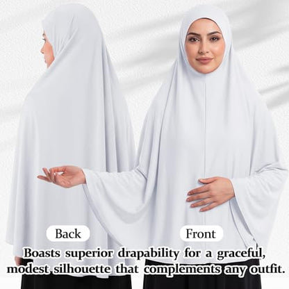 Ababalaya Women's Elegant Modest Muslim Islamic Ramadan Soft Lightweight Jersey Hijab Long Scarf - color: White, size: Large