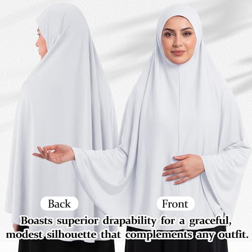 Ababalaya Women's Elegant Modest Muslim Islamic Ramadan Soft Lightweight Jersey Hijab Long Scarf - color: White, size: X-Large