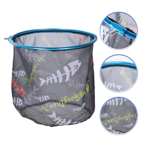 VILLCASE Replacement Fishing Net Head, Wear-Resist Fish Catching Net, 35cm Diameter Deep Round Mesh, Portable Fishing Supplies for Landing and Catching Fish Random Color