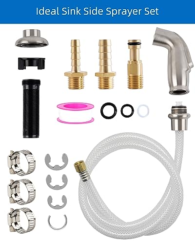 Universal Kitchen Sink Side Sprayer with Quick Side Connector Compatible with Moen Faucet Sprayer Replacement, Kitchen Sink Faucet Sprayer Attachment with Water Hose/Holder, Brushed Nickel Finish - color: Brushed Nickel
