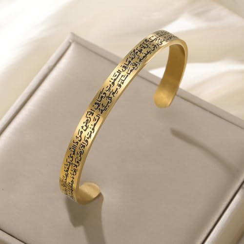 VASSAGO Ayatul Kursi Bracelet for Women Men Muslim Quran Allah Openable Bangles Arabic Calligraphy Cuff Bracelet Islam Eid Islamic Jewelry Gifts - color: Ayatul Kursi Bracelet-G