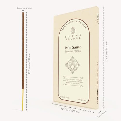 KarmaPledge Palo Santo Incense Sticks, Burn Time 45-60 Min, 100 Sticks - color: Palo Santo, size: 100 Hand Dipped Sticks