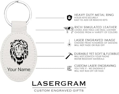 LaserGram Oval Keychain, Allah 1, Personalized Engraving Included (Golf White) - color: Golf White