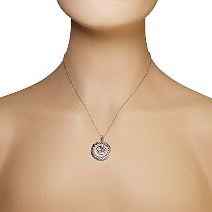 925 Sterling Silver Filigree Muslim Islam God Allah Pendant Necklace, 18" - color: White