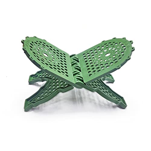 Rahel Holy Book Stand for Pooja puja Gita Quran Bible Stand Holder. Folding Religious Plastic Prayer Wooden Book (Large, Green) - color: Green