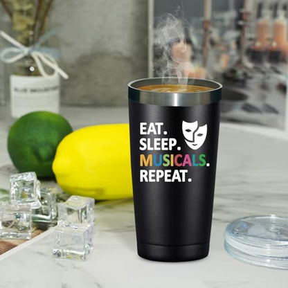 Fufandi Theater Gifts, Broadway Musical Gift - World Theatre Day, Birthday, Chistmas Gifts for Theaters Lovers Actors Music Teacher - Tumbler Cup 20oz - color: Theater Black