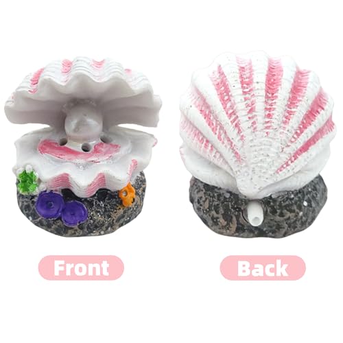 Aquarium Shell Decor Air Bubble Stone with Air Stone Bubbler Volcano Ornament Mini Cute Undersea Clam Pearl Ornaments for Fish Shrimp Crab Betta Tank