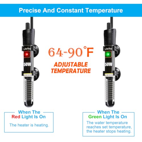 DaToo Mini Aquarium Heater 150W Small Fish Tank Heater 150 Watt with Free Thermometer Sticker(150W) - size: 150W