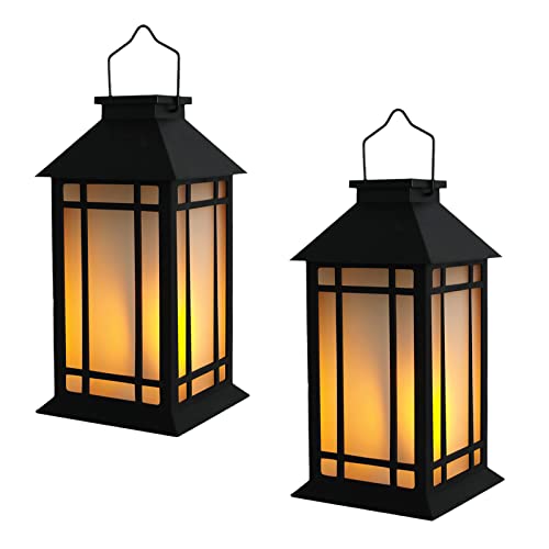 Bdor 13 Inch Outdoor Decorative Lanterns with LED Candle Timer 2 Pack Black - color: Black