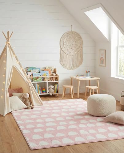 Rugs.com Whimsy Kids Collection Rug – 4x6 Pink Medium-Pile Rug Perfect for Entryways, Kitchens, Breakfast Nooks, Accent Pieces - color: Pink, size: 4' x 6'