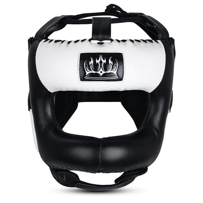 Full Face Boxing Headgear Boxing Sparring Men Women, a Complete Package for MMA and Kickboxing Trainees, Muay Thai Boxing Safety Head Guard - color: White