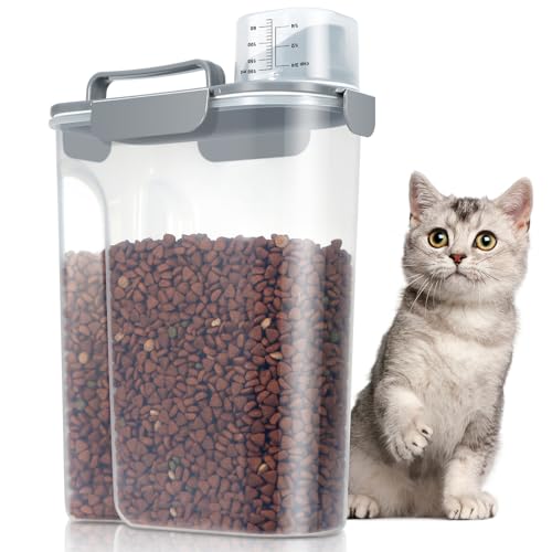 TBMax Large Cat Food Storage Container, Portable Dog Food Container with Upgraded Large Spout and Cup, Travel Pet Food Storage Dispenser for Small Animal Kibble Storage, Bird Seed Container - Grey - color: Dark Grey 6Qt
