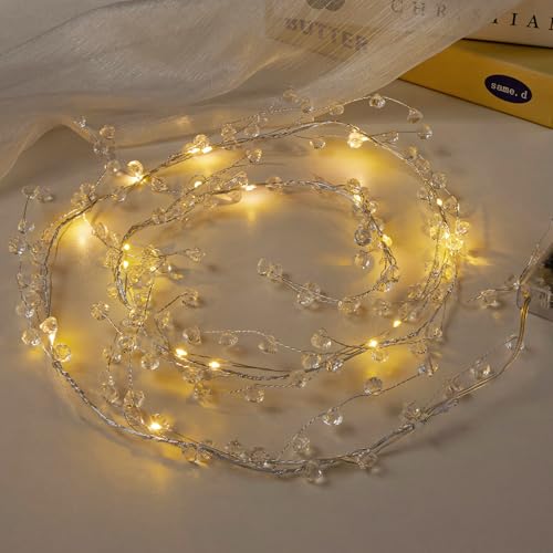 Diamond Beads String Fairy Lights Battery Operated 3.94 Ft, 2 Pack - color: Silver Diamond- Lights, size: 3.94ft per/2pcs total