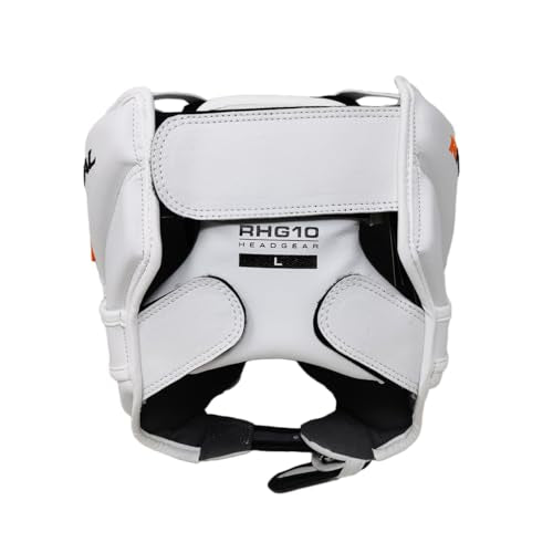 RIVAL Boxing RHG10 Intelli-Shock Headgear, D3O Front and Side Padding, Hook and Loop Back Adjustment with Lace on Top, and Anatomical Rear Head Pad Every Time - color: White, size: Small