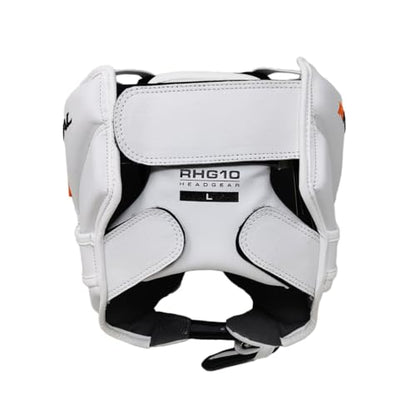 RIVAL Boxing RHG10 Intelli-Shock Headgear, D3O Front and Side Padding, Hook and Loop Back Adjustment with Lace on Top, and Anatomical Rear Head Pad Every Time - color: White, size: Medium