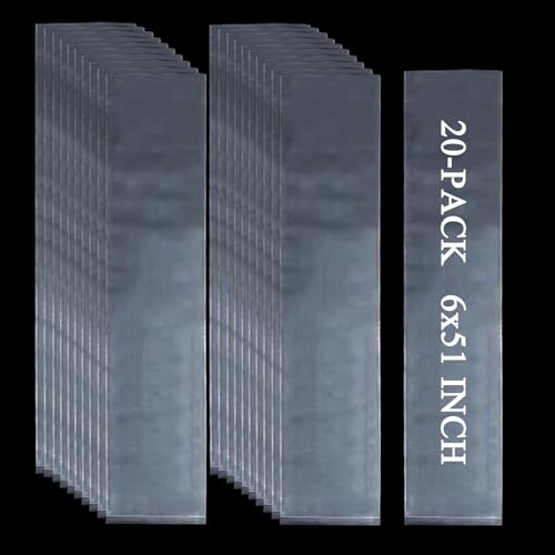 20PCS 6" x 51" Extra Long Clear Plastic Sleeves for Posters and Banners | Heavy Duty, 2 Mil Thick, Flat Open, Long Tube Storage Bags for Packaging Blueprint, Fishing Rods & Large Narrow Items - color: 6" x 51"-20PCS
