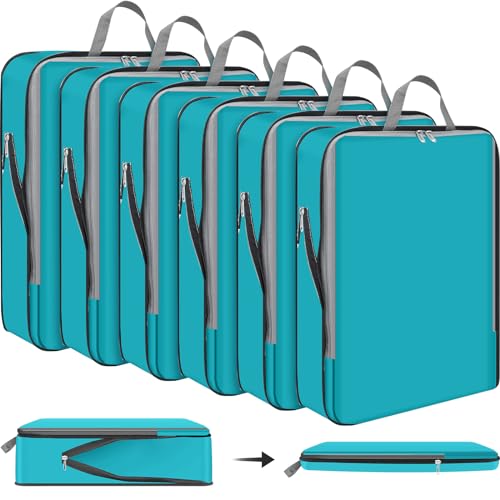Hosuly 6 Pcs Compression Packing Cubes, 17.3 x 12.6'', Blue - color: Blue