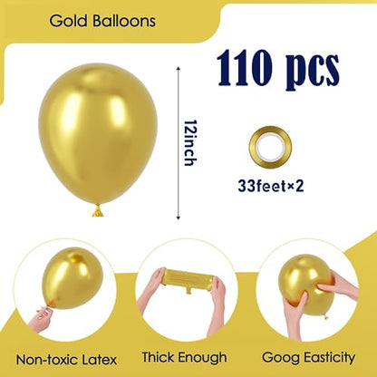 Voircoloria 110pcs Metallic Gold Chrome Latex Party Balloons, 12inch - color: 05 Metallic Gold, size: 12 inch - 110pcs