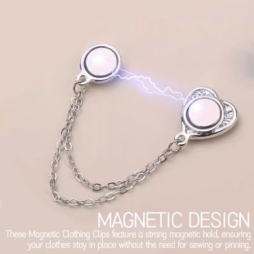 5Pack Magnetic Clothing Clips - Rhinestones Dress Sleeve Clips,Strong Hem Holder for Shortening and Decoration, for Women Girls