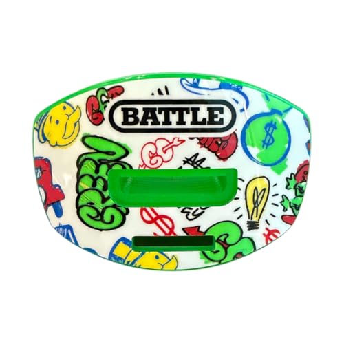 Battle Speed X Mouthguard with Interchangeable Thick Strap, for Football, Advanced Composite, BPA Free, Youth and Adult (Street Art White) - color: Street Art White