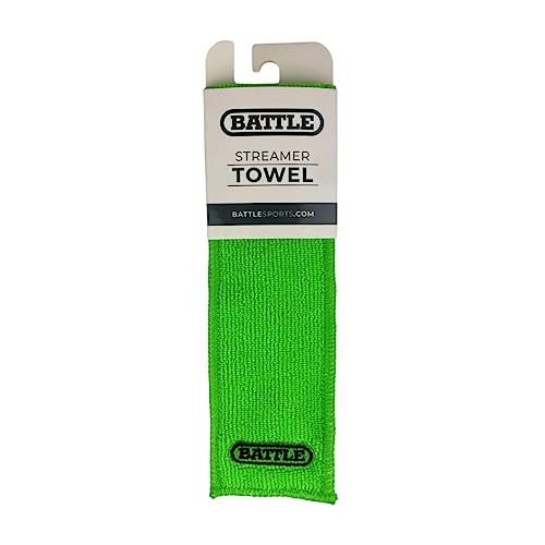 Battle Premium Football Streamer Towel, Neon Green | Light thin and quick-drying, attaches to your belt with hook-and-loop fastener, ultra-absorbent waffle fabric, stays put - color: Neon Green