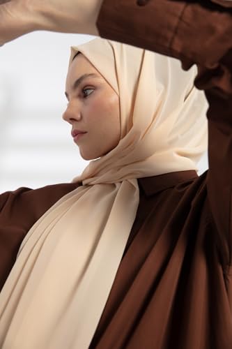 Chiffon Hijab Scarf For Women - Made in Turkiye - color: Beige