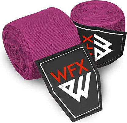 WFX Boxing Hand Wraps 3.5 4.5 Meter Martial Arts Bandages Inner Gloves Wrist Support Straps Punching Under Hand Knuckles Heavy Elasticated Training Bag Mitts Muay Thai - color: Pink, size: 4.5 M