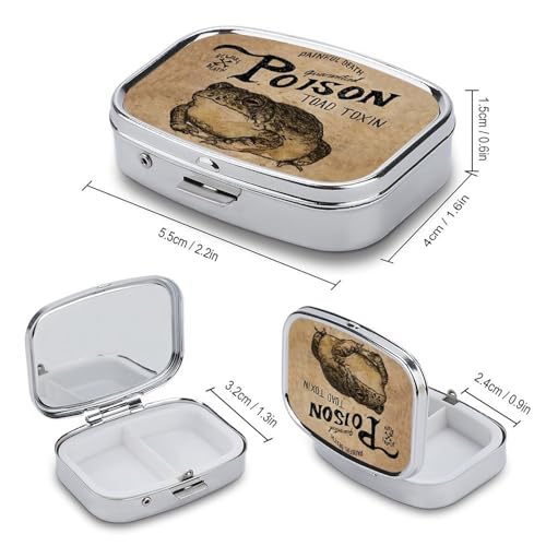 Metal 2 Compartment Pill Organizer Travel Friendly Portable Compact Pill Box Cute Pill Case to Hold Vitamins,Fish Oil,Supplements,Meds,Tablet for Purse,Pocket. (Poison Frog) - color: Poison Frog