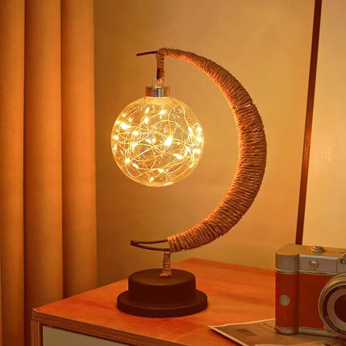 Iron Night Light, Magic Star Moon Light, LED Decorative Light for Parties, Weddings, bedrooms and Many Other Occasions, USB Port, 11 x 6 x 6 inches（Round Ball Warm） - style: Round Ball Warm 1