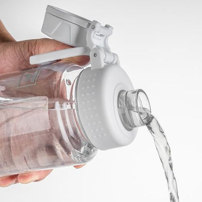 Fanhaw 32 oz Clear BPA-Free Tritan Water Bottle with Fast-Flow Spout Lid, BPA-Free & Leak-Proof Wide-Mouth Reusable Bottle for Gym, School & Office, Back to School Essentials (Clear&White) - color: Clear&White