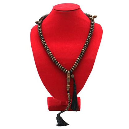 Muslim Johar Natural Wood Handmade Tasbih 10x5mm 99-Bead Flat Oval Prayer Beads Muslim Rosary