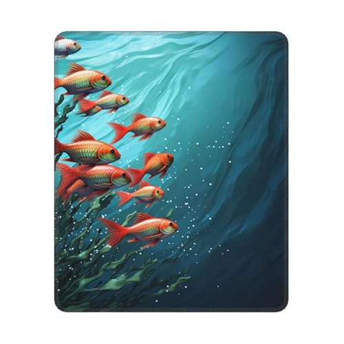 Fish Aquarium Mousepad Pad with Non-Slip Rubber Base, Waterproof Gaming Mousepad Pad Personalized Mousepad Mat Square Computer Mousepad for Office Laptop 10 x 12 Inch