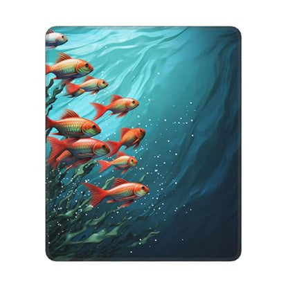 Fish Aquarium Mousepad Pad with Non-Slip Rubber Base, Waterproof Gaming Mousepad Pad Personalized Mousepad Mat Square Computer Mousepad for Office Laptop 10 x 12 Inch