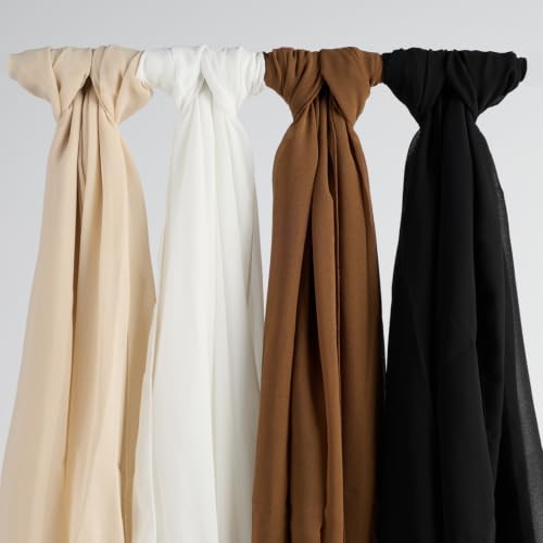 Febfim 4 PCS Muslim Women Soft Premium Solid Chiffon Hijab Scarves Shawl Long Scarf Wrap Scarves with Gift Box - color: 2026 4d