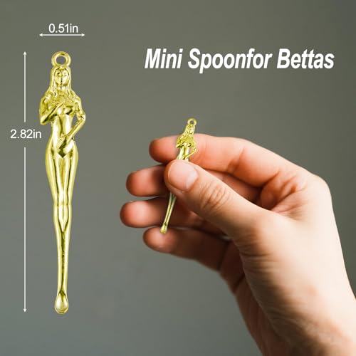 Betta Food Spoon Mini - Tiny Feeding Tool Holds 6-10 Fish Food Pellets Per Scoop, Prevent Overfeeding & Easy Clean Aquarium Tool, Betta Fish Tank Accessories,6Pcs, Gold - color: Gold