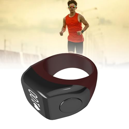Finger Smart Tally Counter Ring, Muslim Digital Azan Alarm Clock, Vibration Reminder, Touch Control, 0.42in Screen, for Nice Islamic Gift - color: Coffee