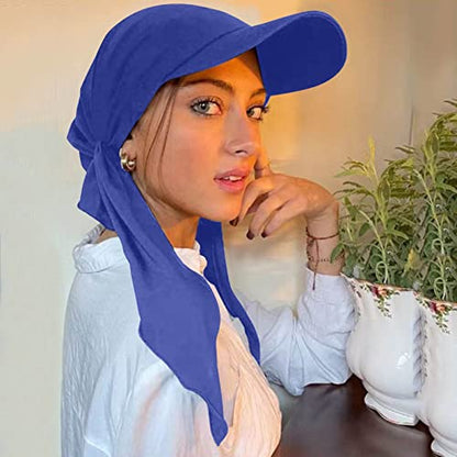 Hijab Scarf for Women Baseball Curved Brim Cap | Soft Breathable Cotton, Lightweight Feel, Adjustable Strap, Curved Brim, Summer Wear, Outdoor Activity, Casual Daily Use - color: 03#_blue
